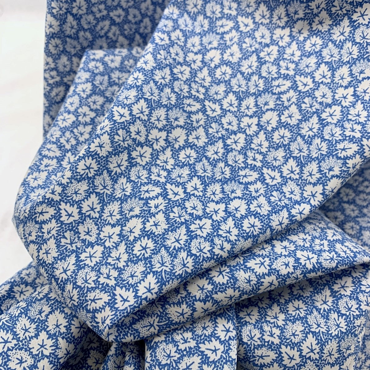 Pima Cotton Lawn Leaf Sky Fine Cotton Lawn Leaf Pattern Close Up Fabric Photo Custom