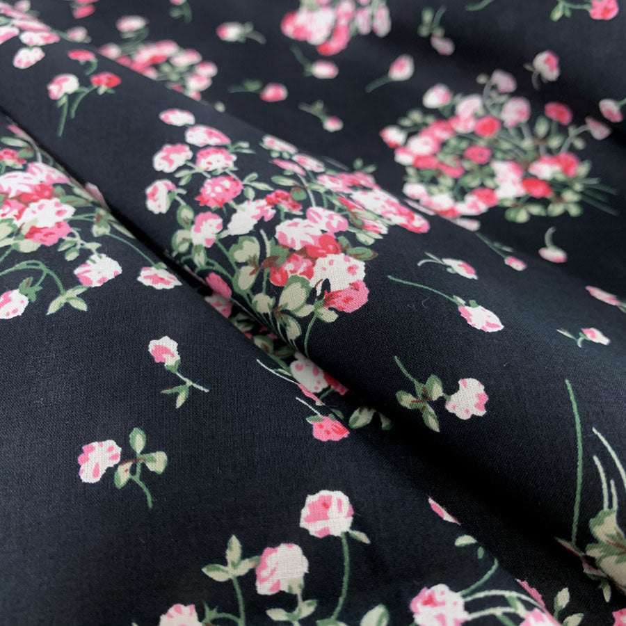 Pima Cotton Lawn Miss Rose Cotton Lawn Black Roses Bunches Dress Fabric Close Up Fabric Photo 49F8A92A 2F24 405D 81A6 12Bf7Dd98C7B