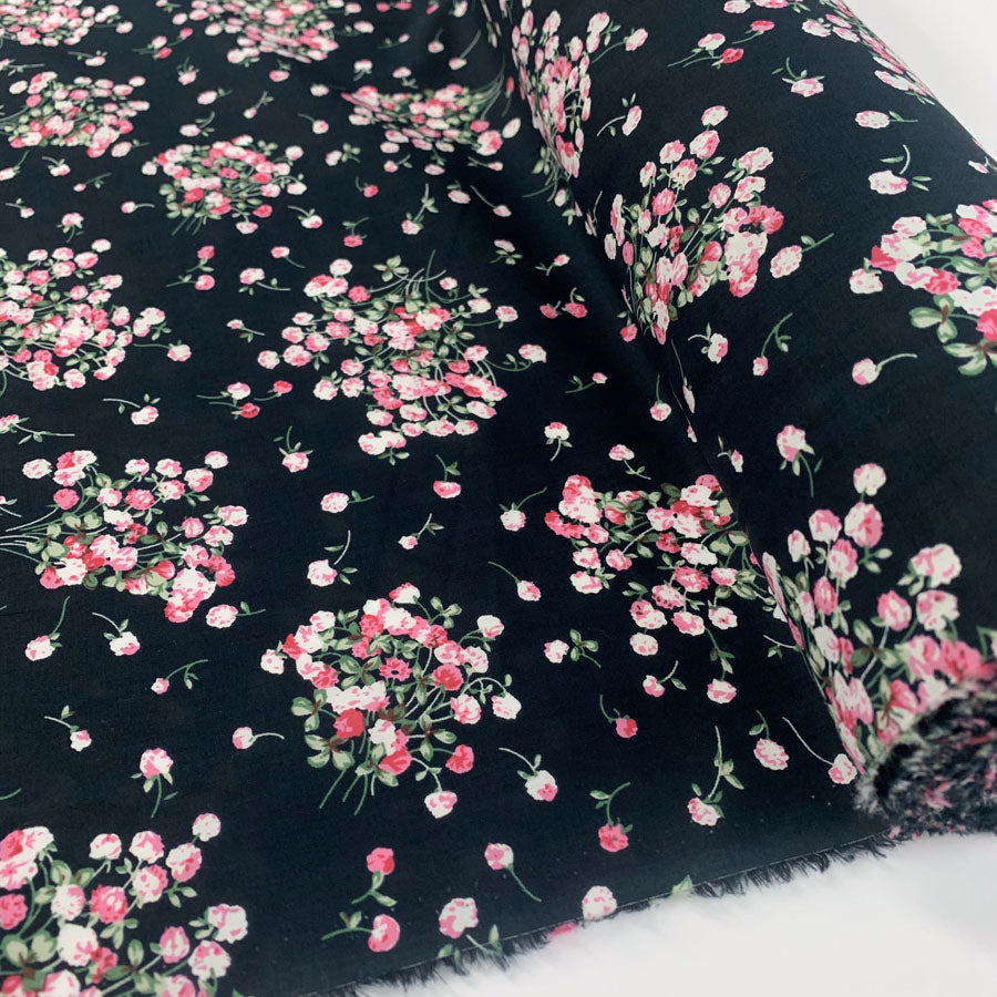 Pima Cotton Lawn Miss Rose Cotton Lawn Black Roses Bunches Dress Fabric Thumbnail Fabric Photo E72028B8 8280 4Bf9 981E B32C9901Ac43