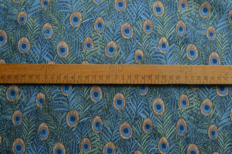 Pima Cotton Lawn Osborne Blue Peacock Feather Print S