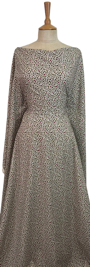 Pima Cherry Berry Olive Cotton Lawn Printed Dress Fabric Mannequin