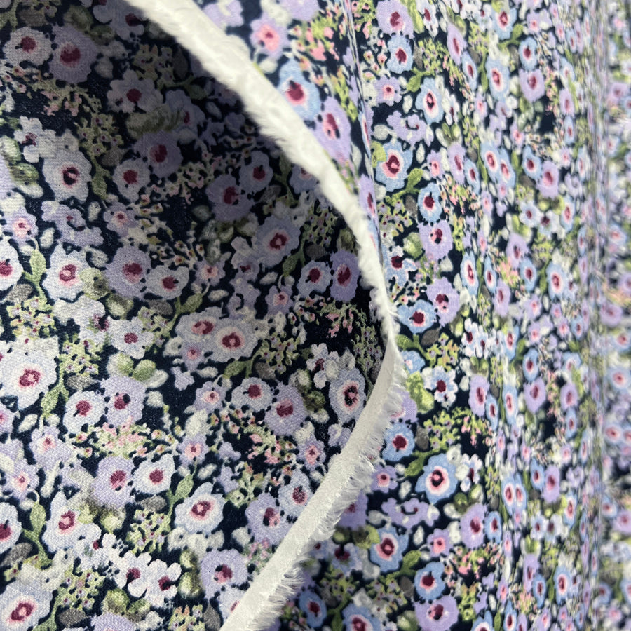 Pima Cotton Lawn Calmer Violet Purple Floral Dressmaking Fabric Drape