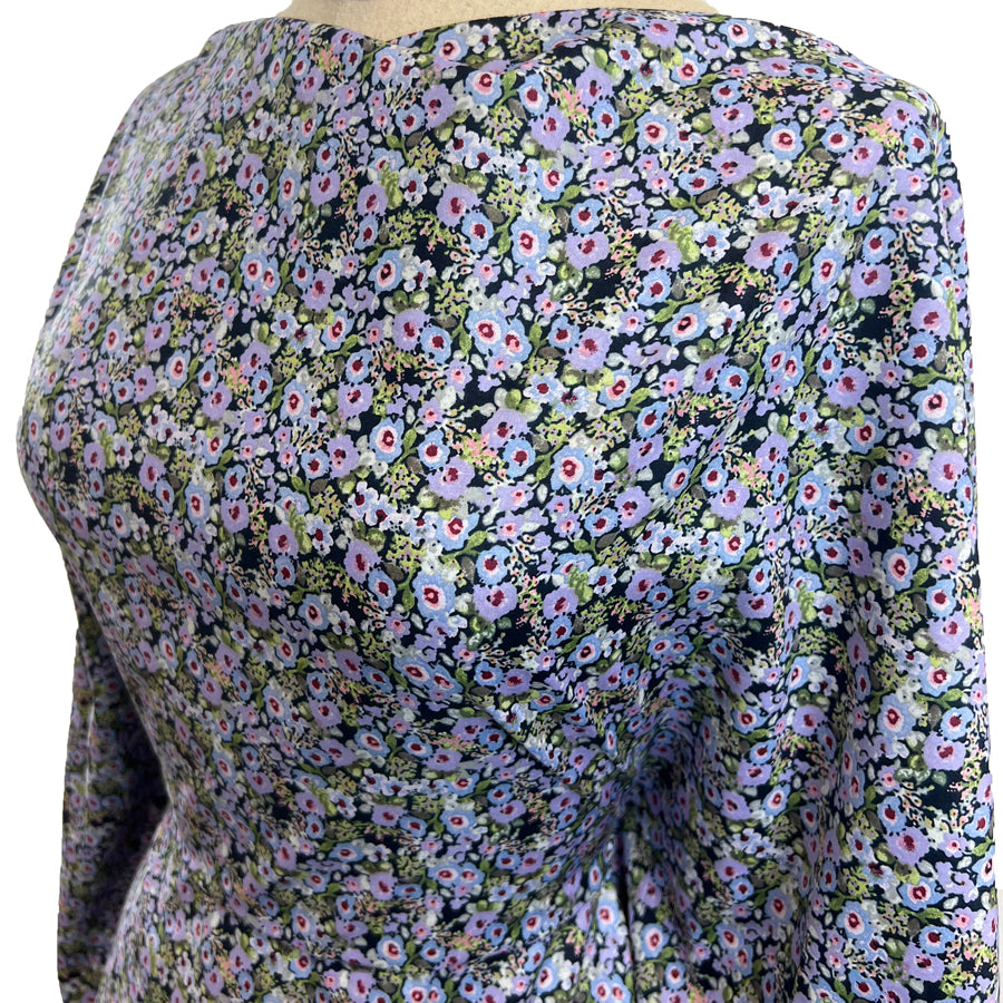 Pima Cotton Lawn Calmer Violet Purple Floral Dressmaking Fabric Side