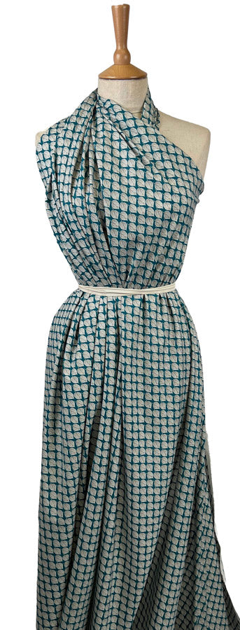 Pima Cotton Lawn Colder Days Teal Leaf Print Dress Fabric