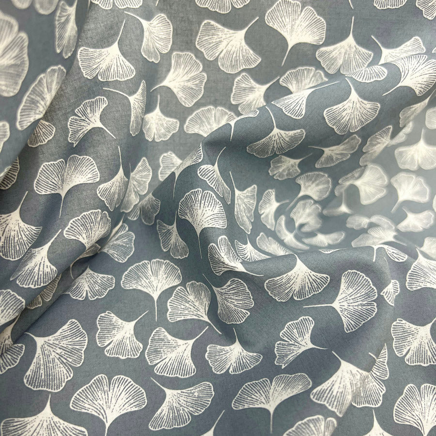 Pima Cotton Lawn Dressmaking Fabric Midnight Fall Grey
