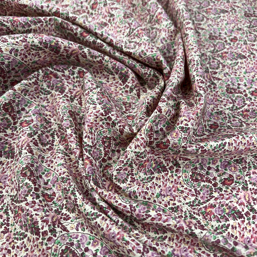 Pima Cotton Lawn Lana Pink Paisley Floral Woven Summer Dress Fabric