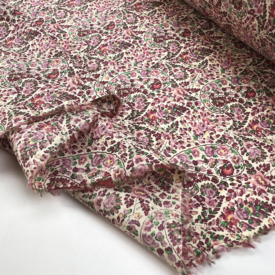 Pima Cotton Lawn Lana Pink Paisley Floral Woven Summer Dress Fabric Fold