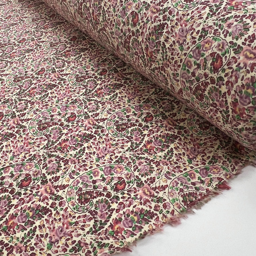Pima Cotton Lawn Lana Pink Paisley Floral Woven Summer Dress Fabric Roll