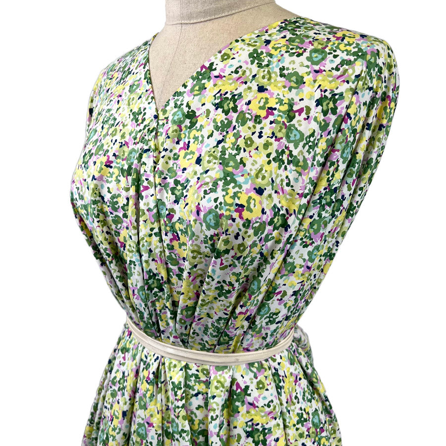 Pima Cotton Lawn Millions Green Floral Dress Fabric Side