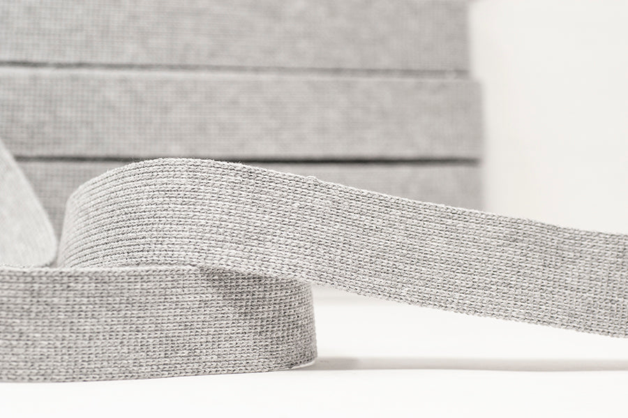 Plain 40mm Wide Cotton Acrylic Webbing Light Grey
