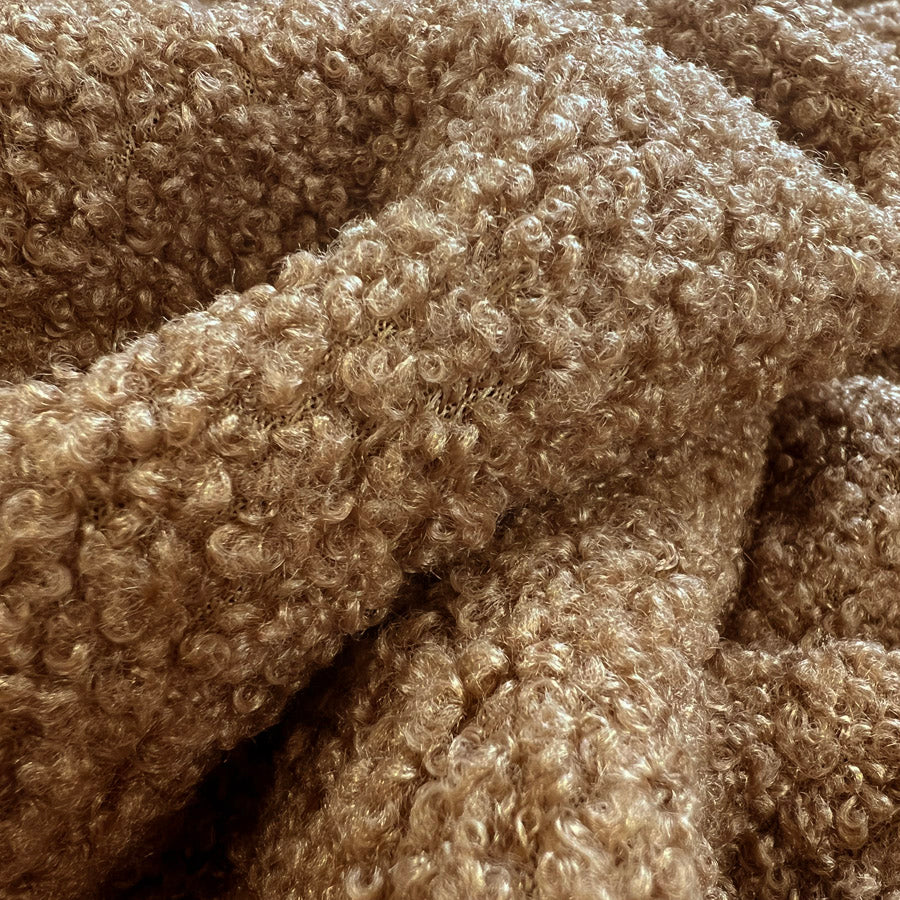 Plain Boucle Brown Dressmaking Fabric