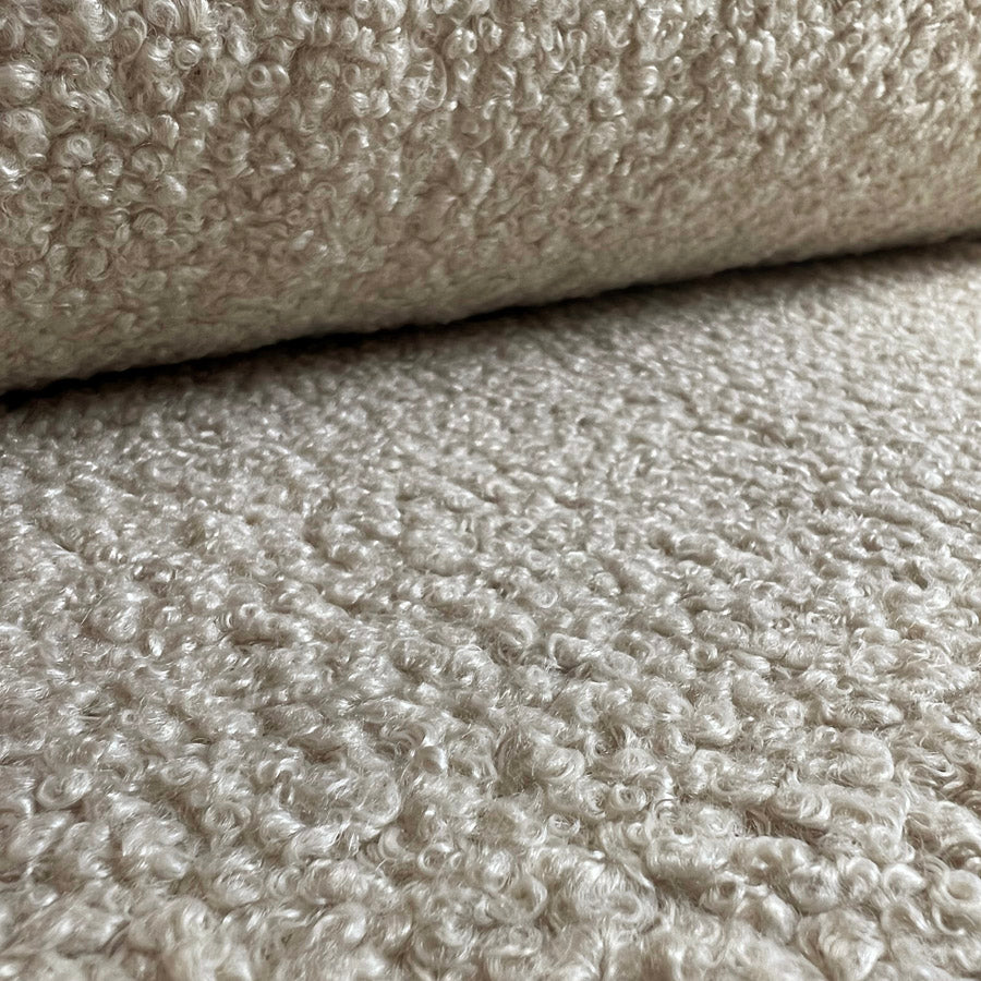 Plain Boucle Cream Stone Beige Dressmaking Fabric Cu2