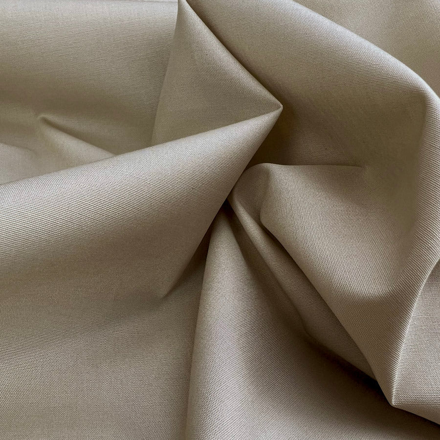Plain Cotton Elastane Shirting Fabric Poplin Stretch Beige