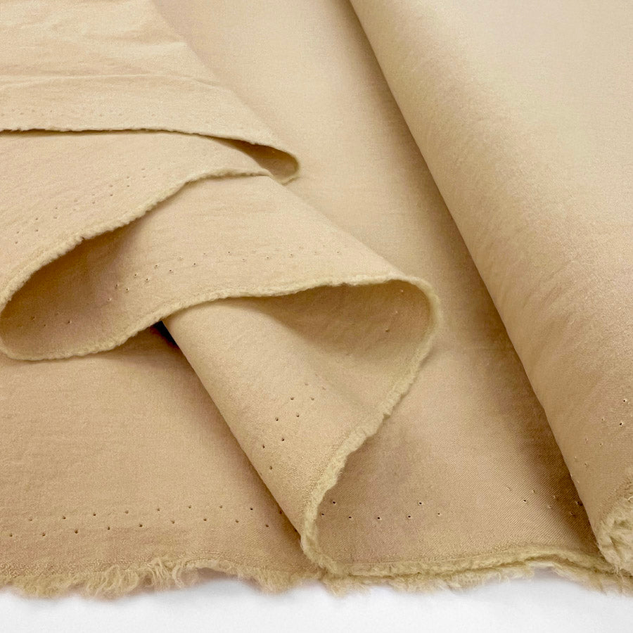 Plain Cotton Poplin Fabric Stonewashed Luxury Cotton Sand Fold
