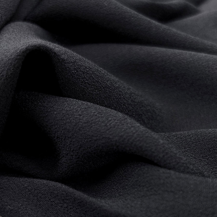 Plain Lightweight Dressmaking Fabric Viscose Crepe Black Cu2