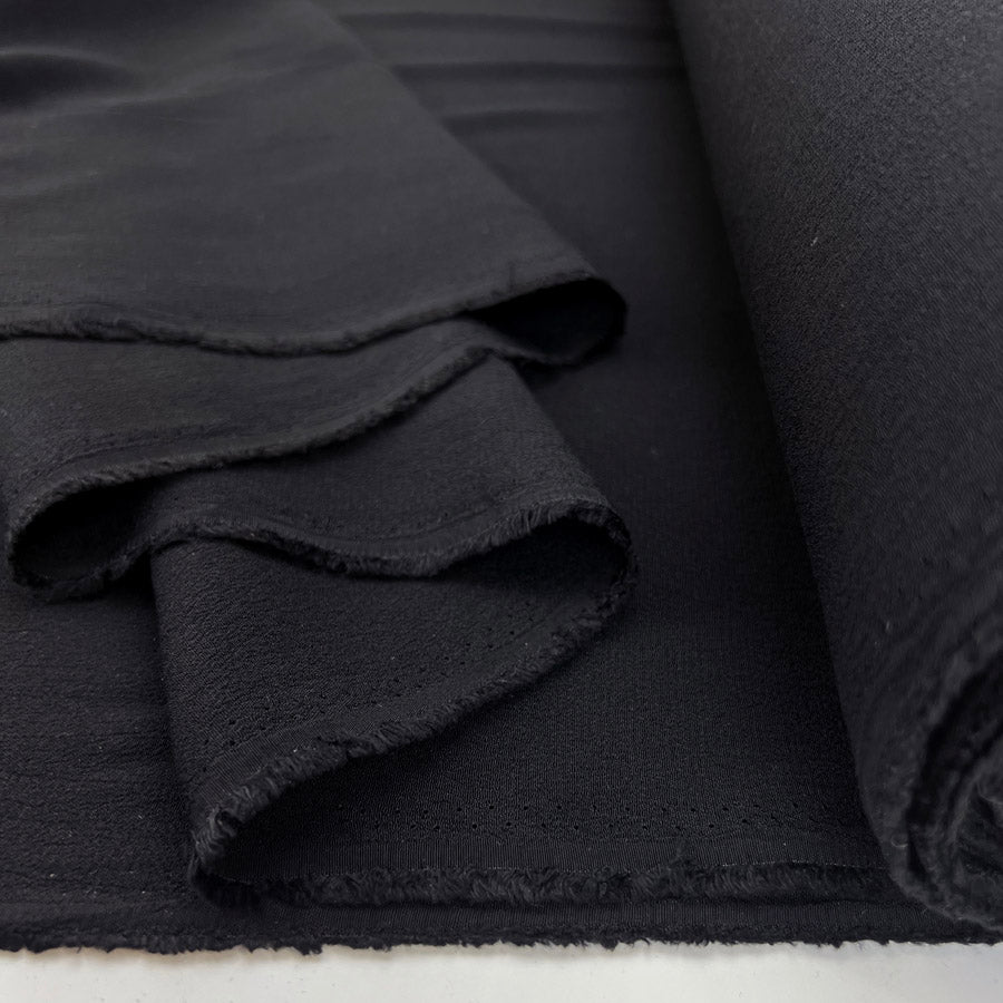 Plain Lightweight Dressmaking Fabric Viscose Crepe Black Fold