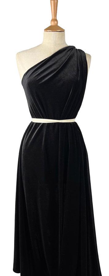 Plain Velour Dress Fabric Roxy Stretch Velvet Black Dress