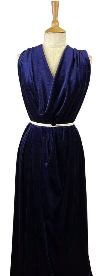 Plain Velour Dress Fabric Roxy Stretch Velvet Navy Dress