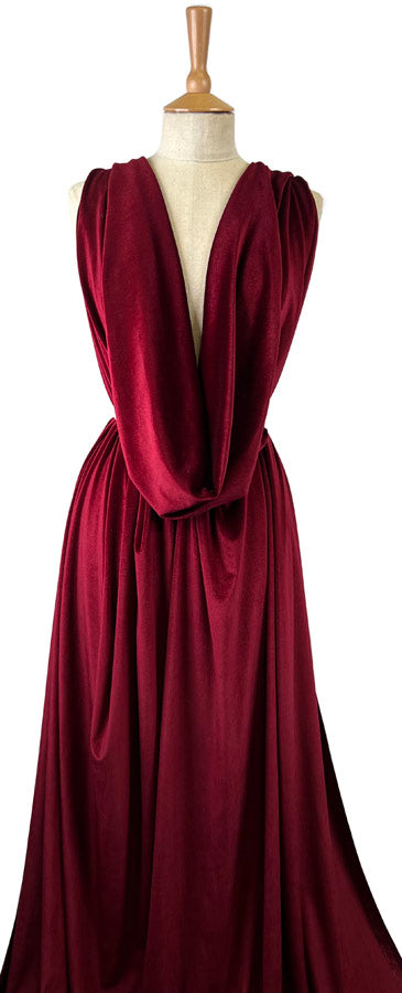 Plain Velour Dress Fabric Roxy Stretch Velvet Wine Dress