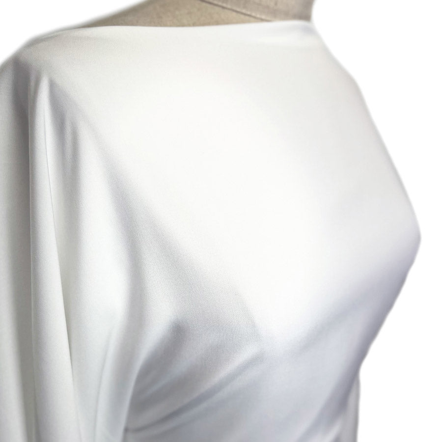 Plain Viscose Poplin Dress Fabric White Side