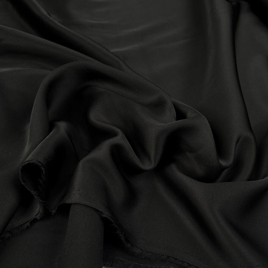 Plain Viscose Satin Black Rayon Woven Dress Fabric