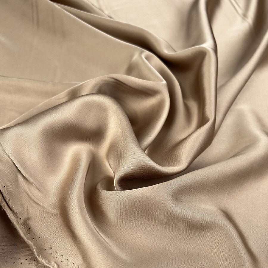 Plain Viscose Satin Camel Gold Rayon Woven Dress Fabric