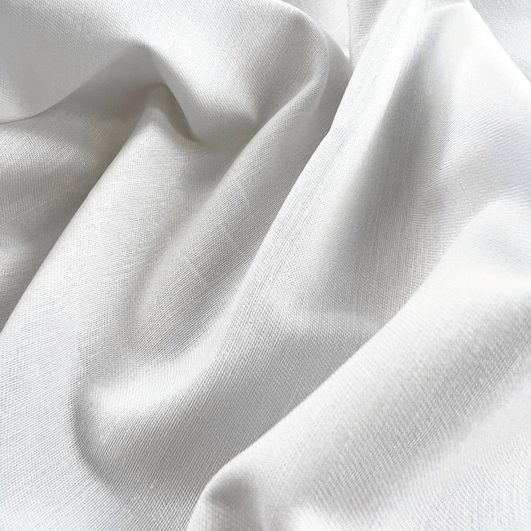 Plain White Cotton Lycra Drill Dress Trousering Fabric