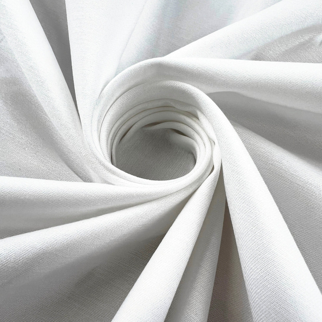 Plain White Cotton Lycra Drill Dress Trousering Fabric Twist