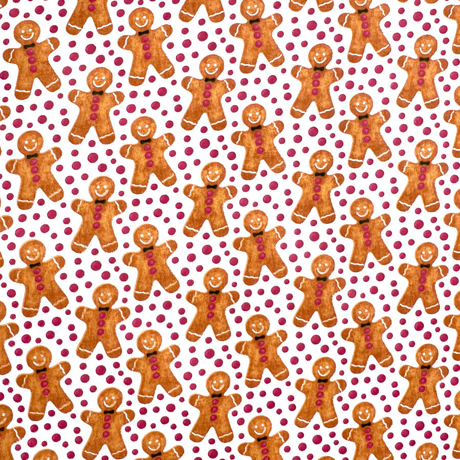 Poly Cotton Craft Fabric Gingerbread Men Christmas Muffin Man