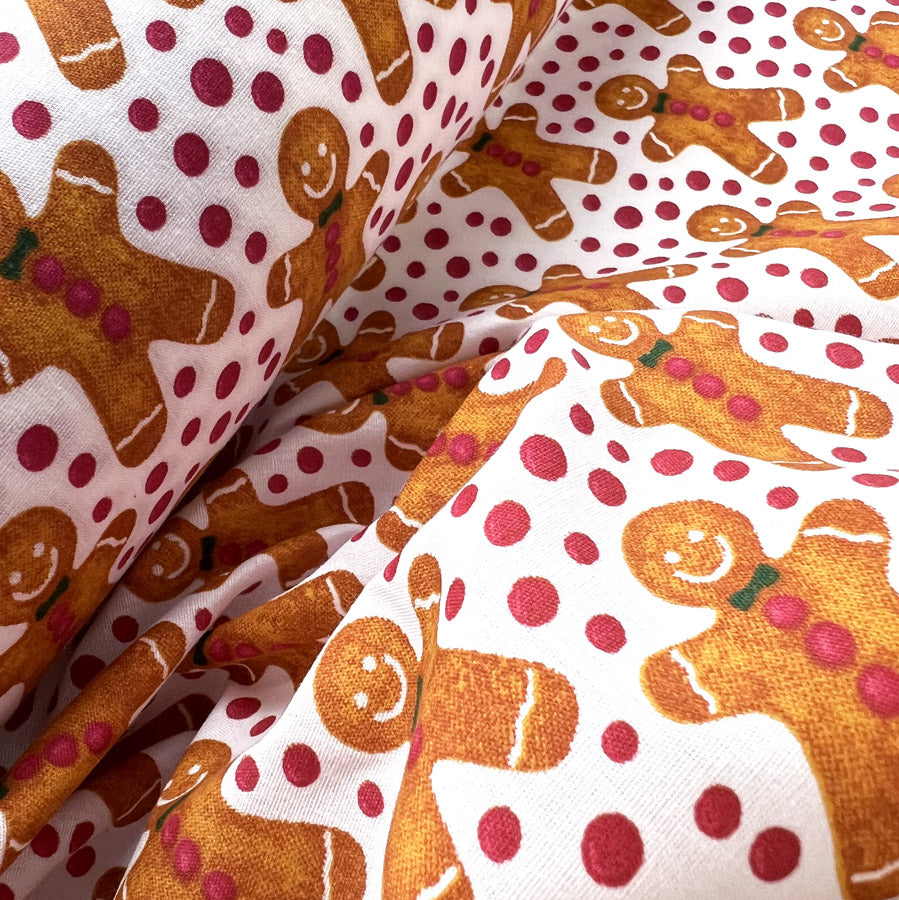 Poly Cotton Craft Fabric Gingerbread Men Christmas Muffin Man