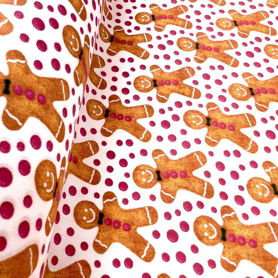 Poly Cotton Craft Fabric Gingerbread Men Christmas Muffin Man Roll