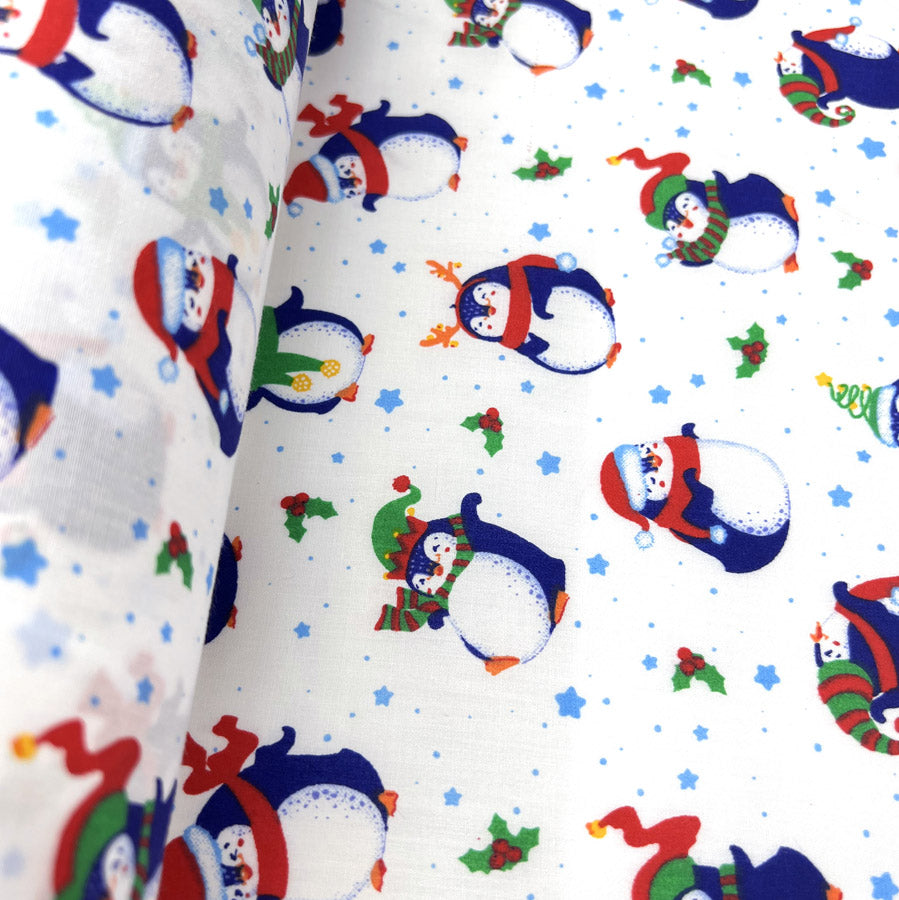 Poly Cotton Craft Fabric White Penguins Party Pingu Roll E9A35A89 850D 4B98 98Ef 166222C6497B