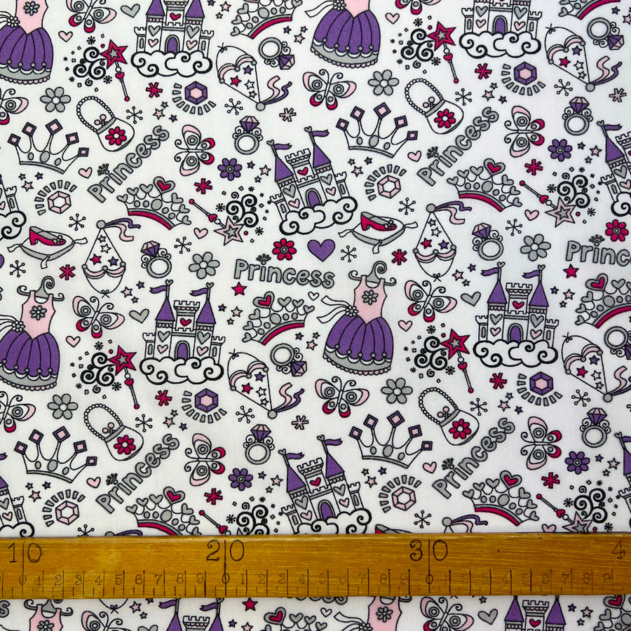 Polycotton Poplin Print Party Princess Ruler