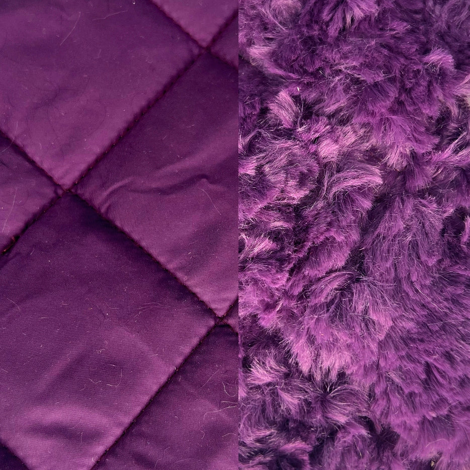 Polyester 2oz Waddded Diamon Quilting Fur Lined Double Dabble Damson