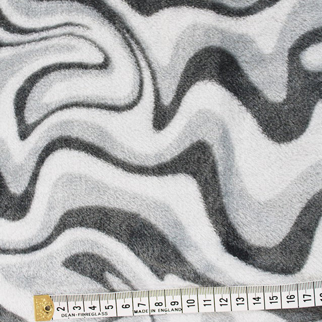 Polyester Double Sided Cuddles Fleece Fabric Grey Camo Ruler