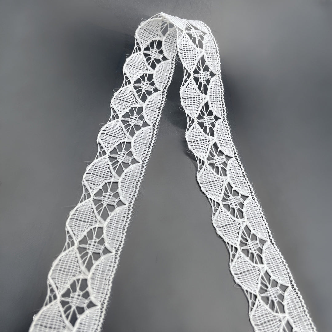 Polyester Flat Lace Trim Sophie Soft White Fold