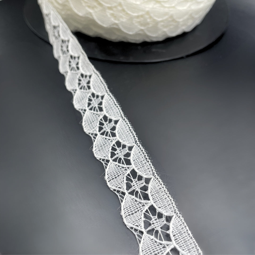 Polyester Flat Lace Trim Sophie Soft White Roll