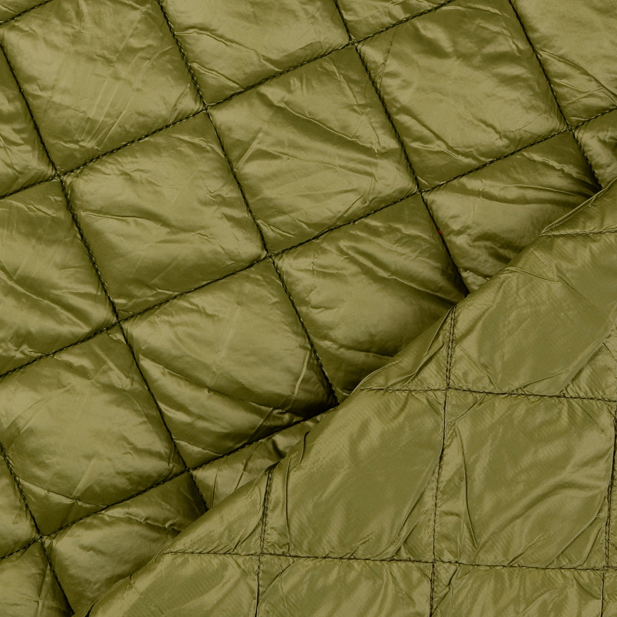 Polyester plain diamond quilted fabric crystal green fold
