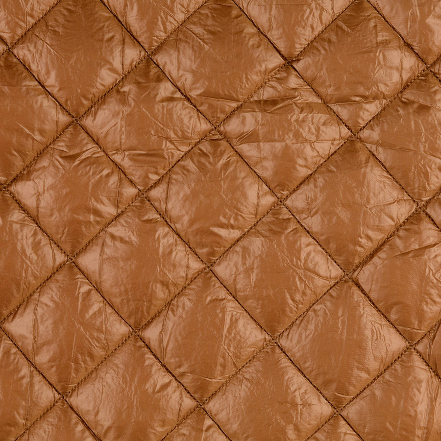 Polyester plain diamond quilted fabric crystal tan