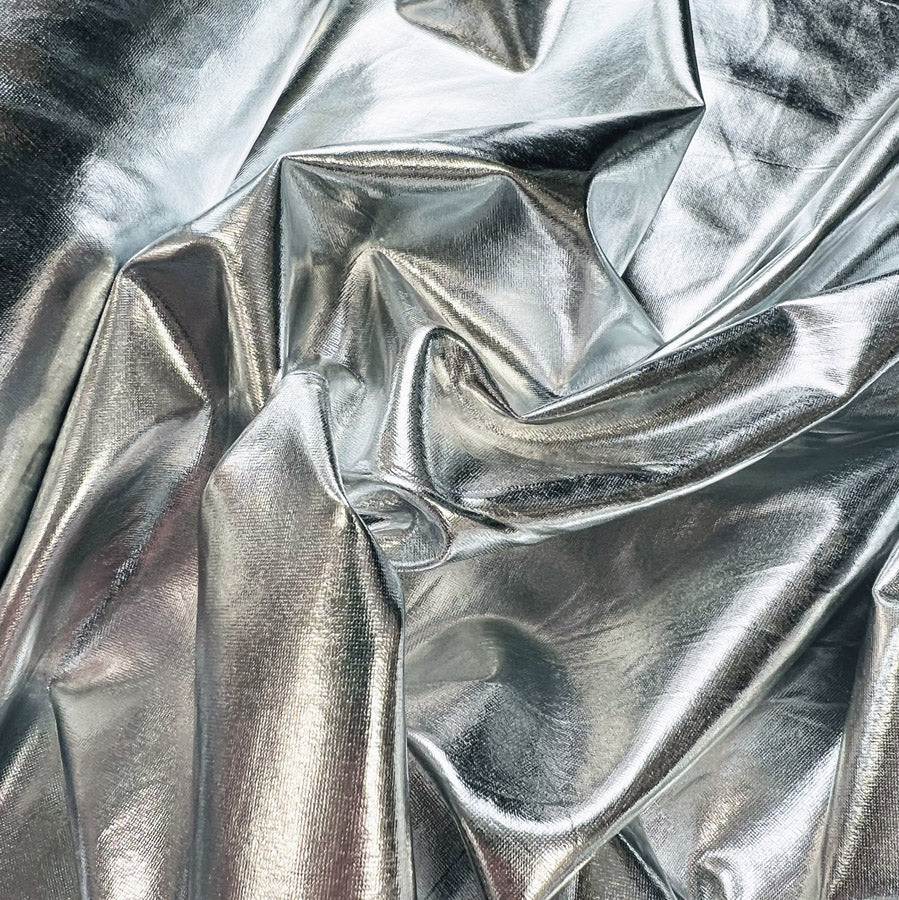 Polyester Spandex Dance Fabric Night Fever Silver Close Up