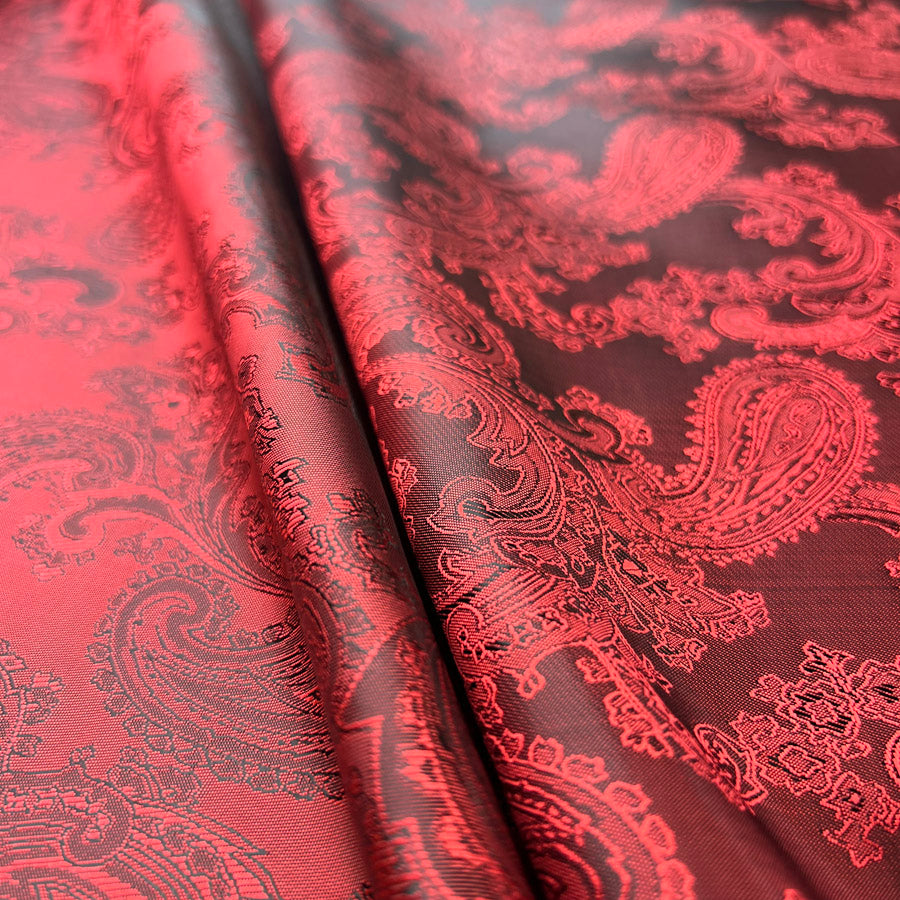 Polyester Viscose Dress Linings Changeant Paisley Red Cu2
