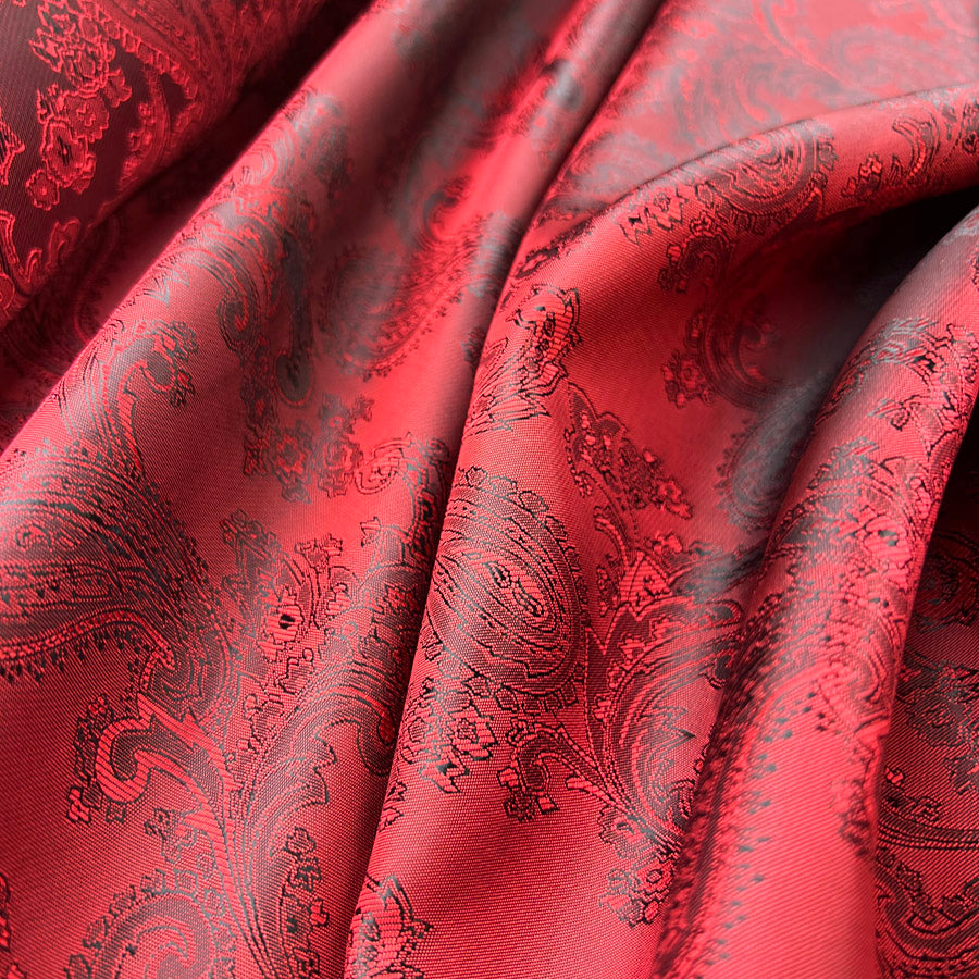 Polyester Viscose Dress Linings Changeant Paisley Red Cu3
