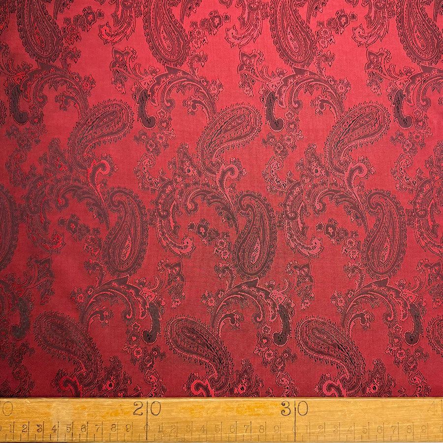 Polyester Viscose Dress Linings Changeant Paisley Red Ruler