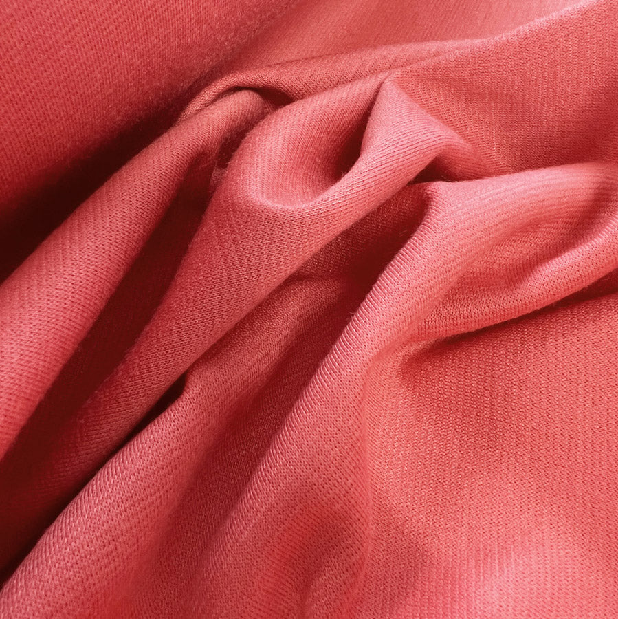 Ponte Roma Jersey Fabric Flamingo Pink Close Up