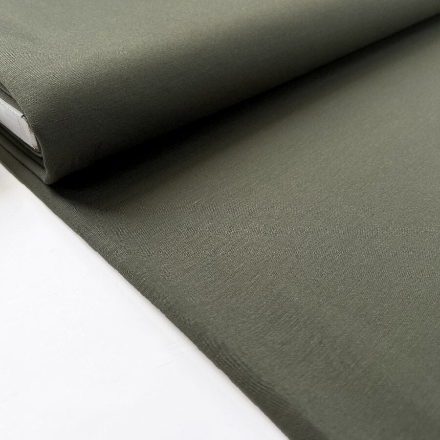 Pontoba Olive Viscose Polyamide Elastane Double Knit Jersey Fabric Bolt