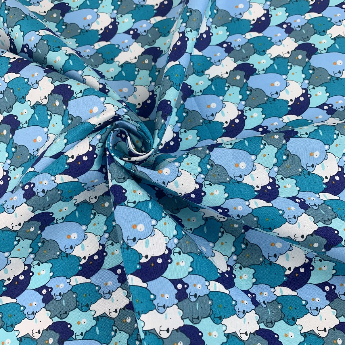 Poplin Print Bearly Blue Swirl
