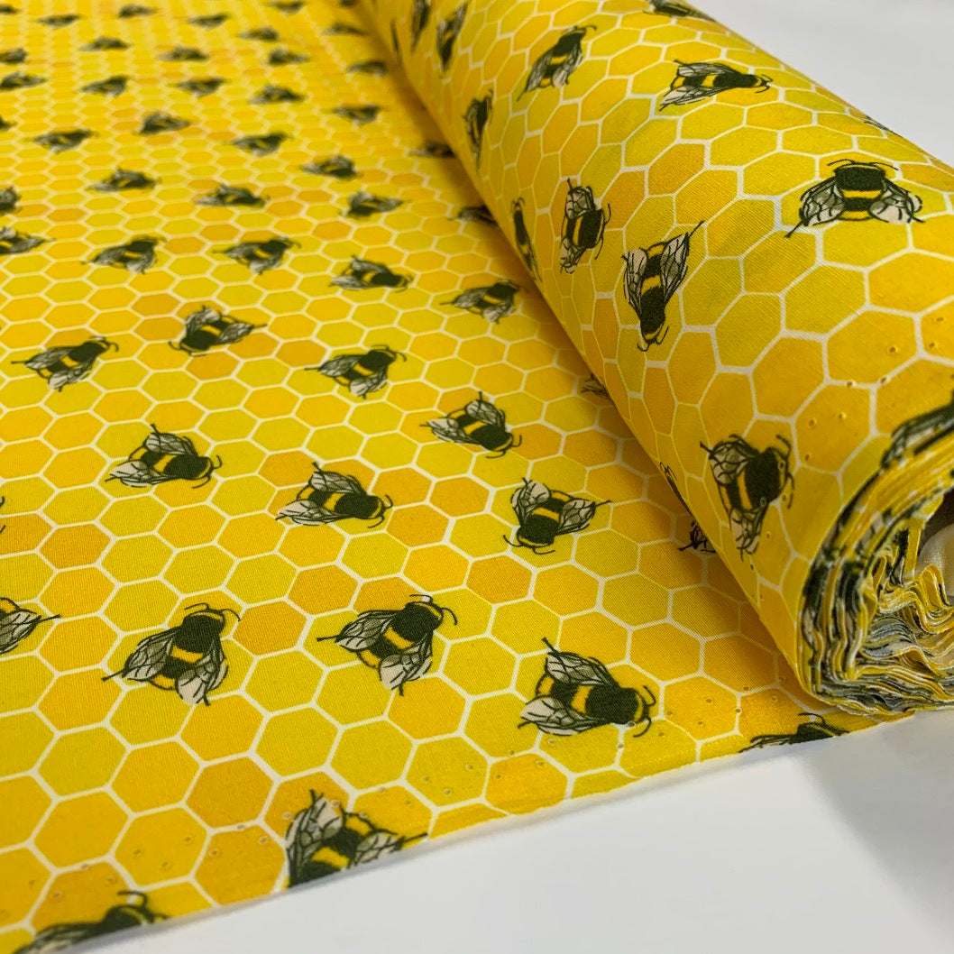 Poplin Print Bee Hive Yellow S