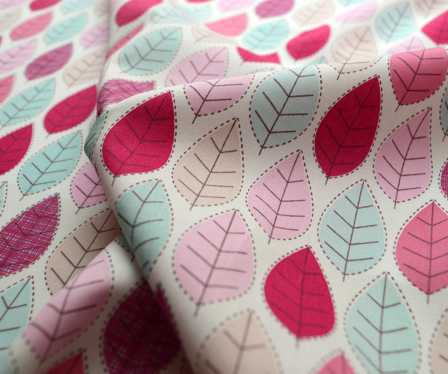 Poplin Print Conran Pink Leaf Print Cu