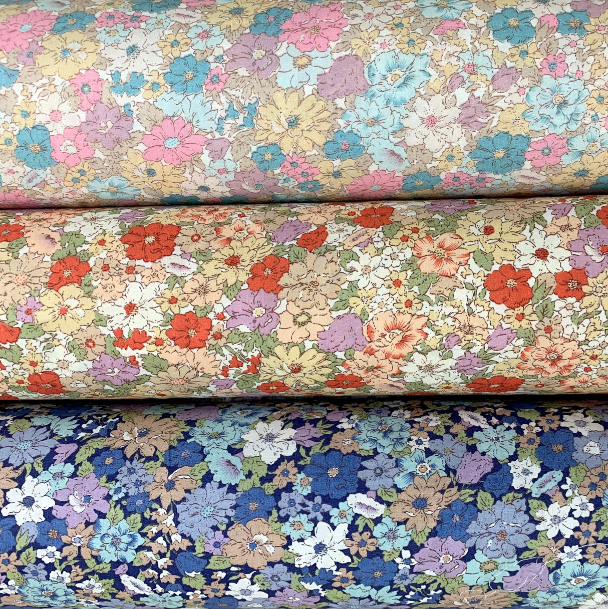Poplin Print Country Garden Pink Coral Navy Cotton Floral Dress Fabric Group F063A28A Fef4 43C3 A128 A05404741A82