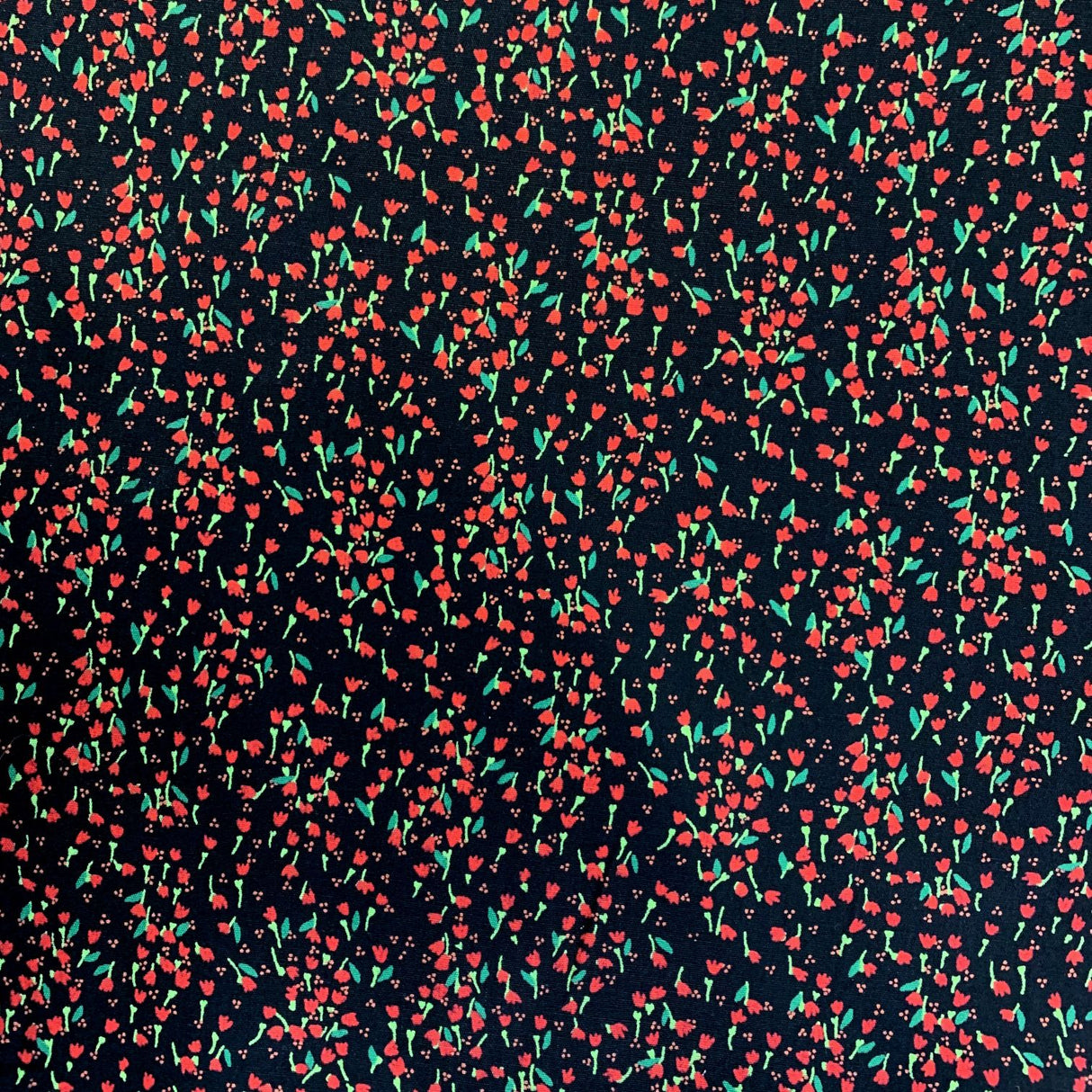 Poplin Print Meadow Red Floral Cotton Poplin Fabric S